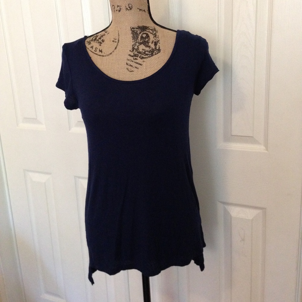 🦉Navy Capped Sleeve Criss Cross Back